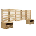 Render Wall Mount Queen Headboard and Modern Nightstands by Modway