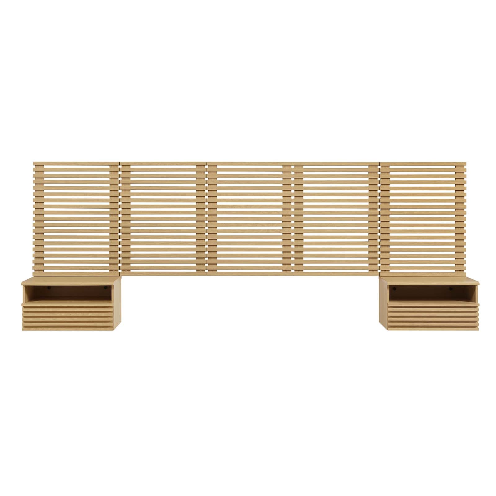 Render Wall Mount Queen Headboard and Modern Nightstands by Modway