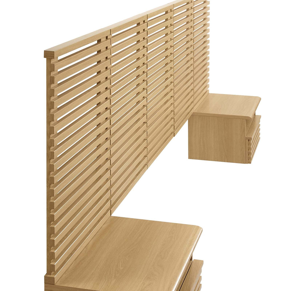 Render Wall Mount Queen Headboard and Modern Nightstands by Modway