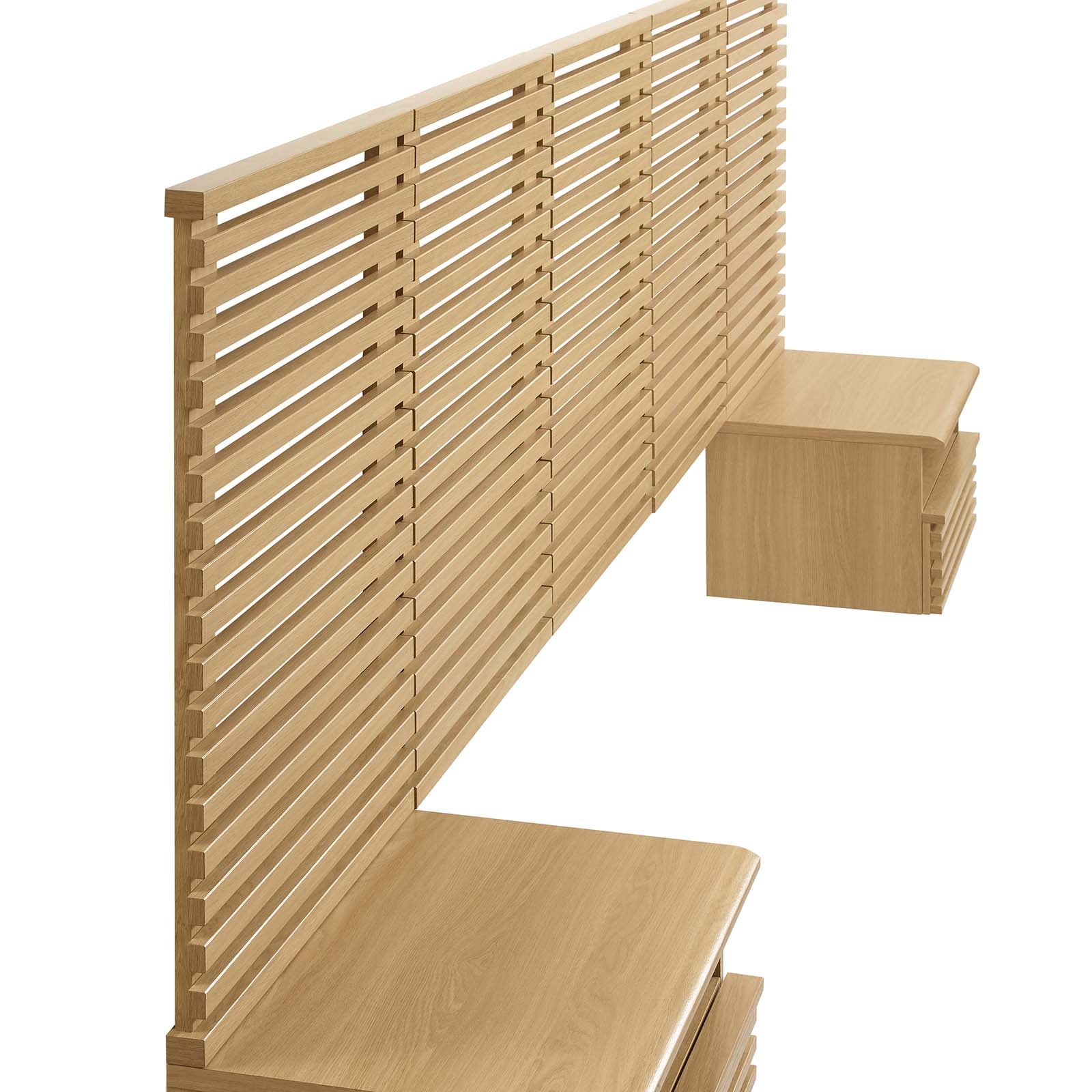 Render Wall Mount Queen Headboard and Modern Nightstands by Modway