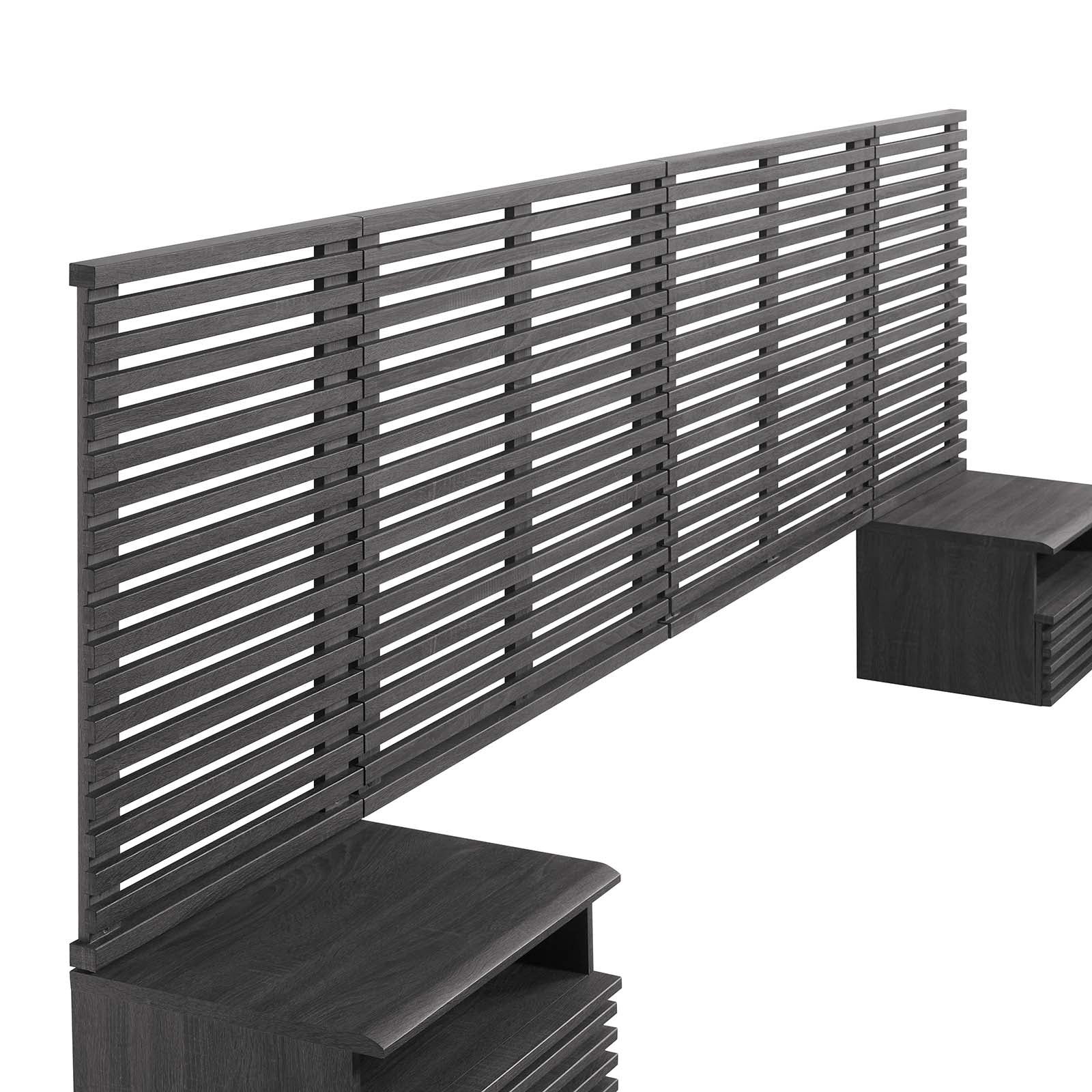 Render Wall Mount King Headboard and Modern Nightstands by Modway