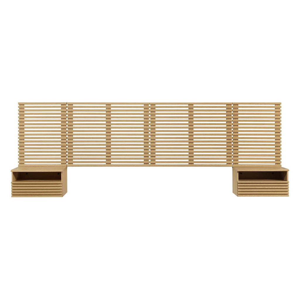 Render Wall Mount King Headboard and Modern Nightstands by Modway