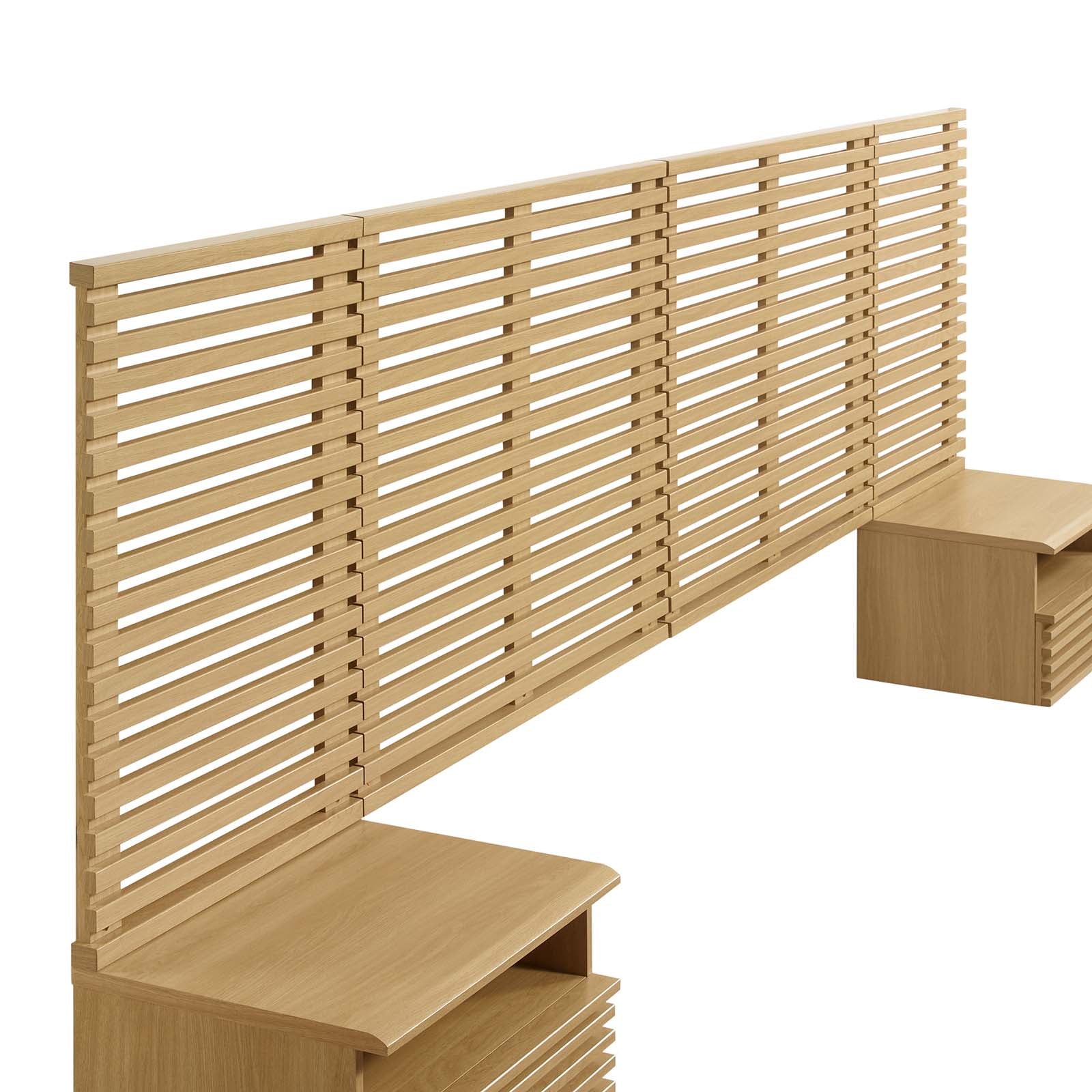 Render Wall Mount King Headboard and Modern Nightstands by Modway