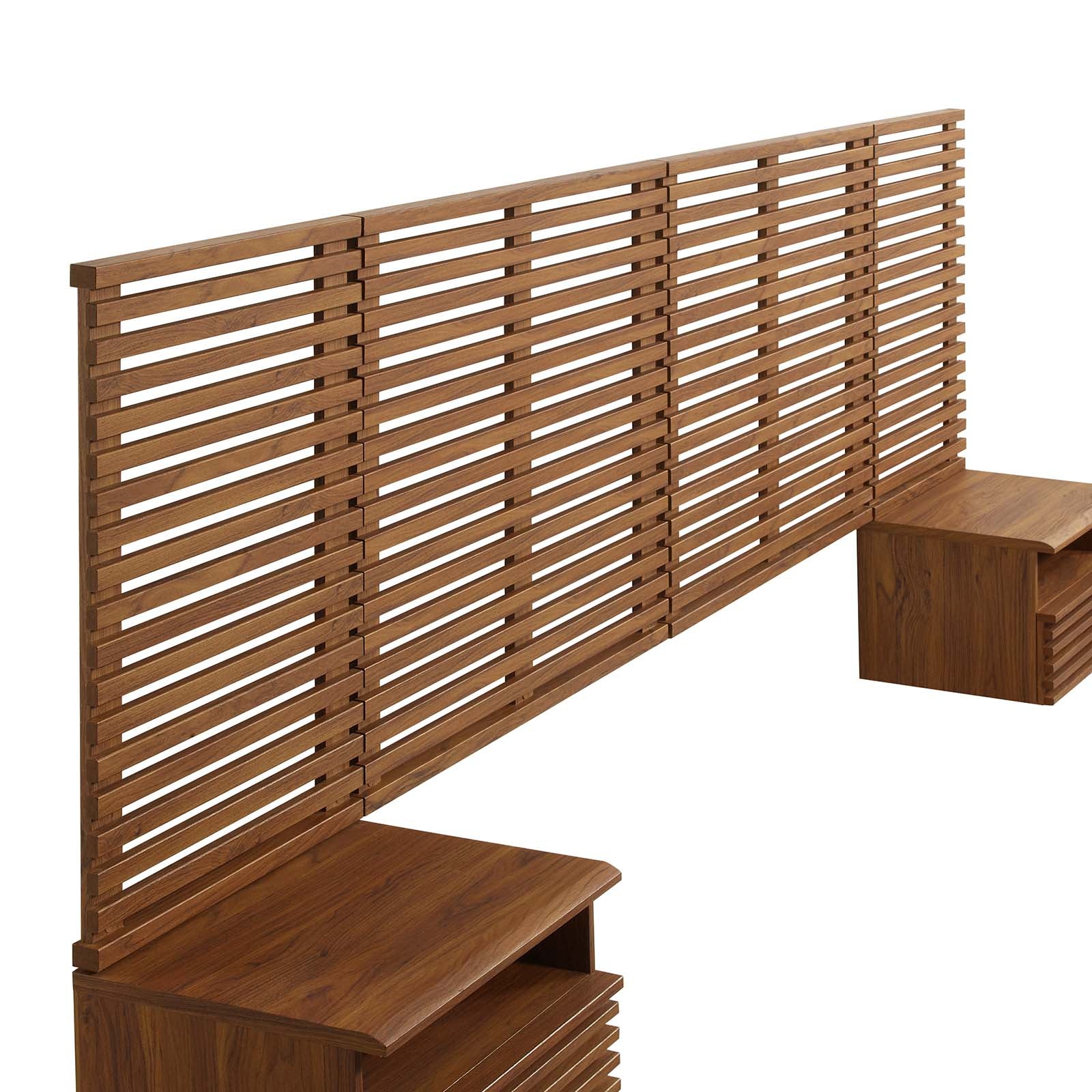 Render Wall Mount King Headboard and Modern Nightstands by Modway