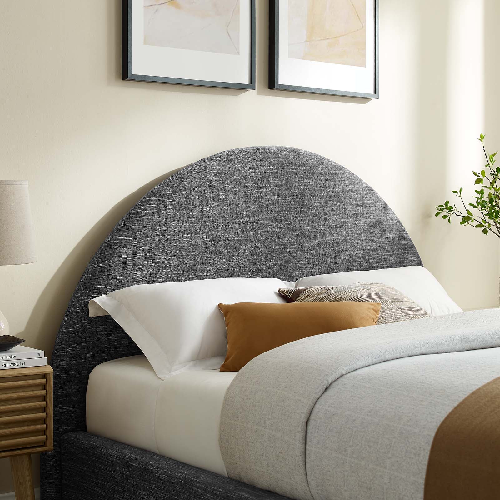 Resort Upholstered Fabric Arched Round Queen Platform Bed by Modway