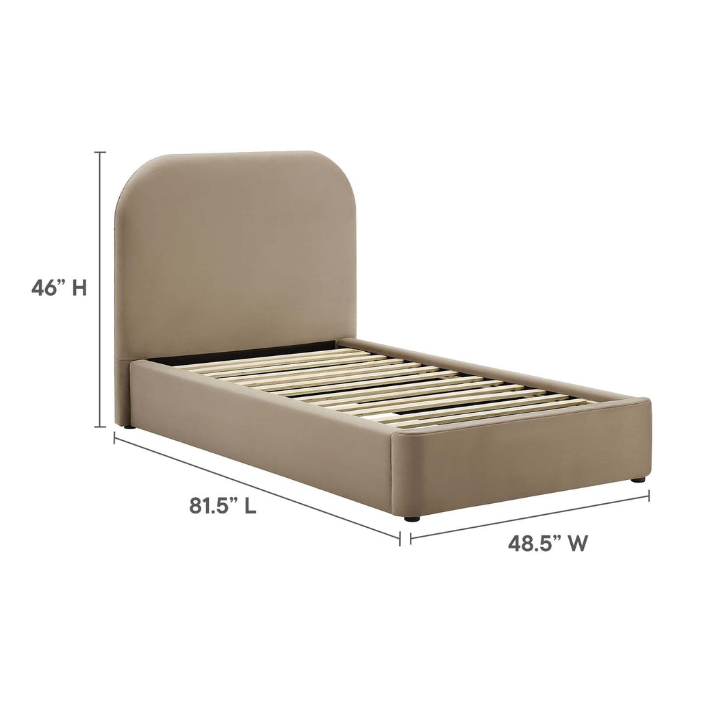 Keynote Performance Velvet Curved Twin Platform Bed by Modway