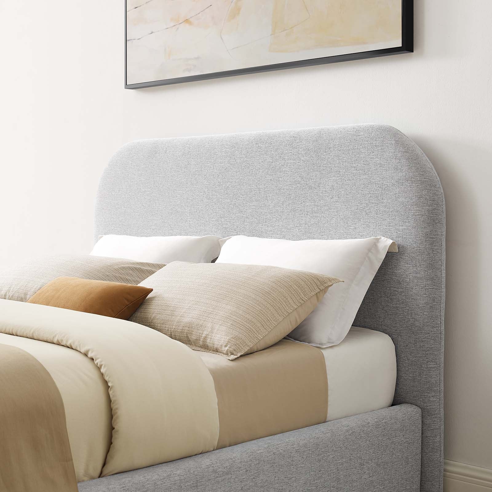 Keynote Upholstered Fabric Curved Queen Platform Bed by Modway