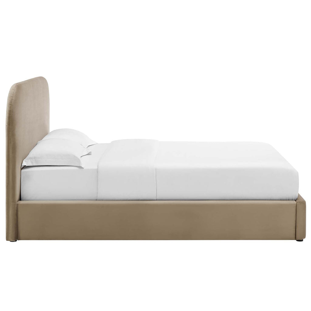 Keynote Performance Velvet Curved Queen Platform Bed by Modway
