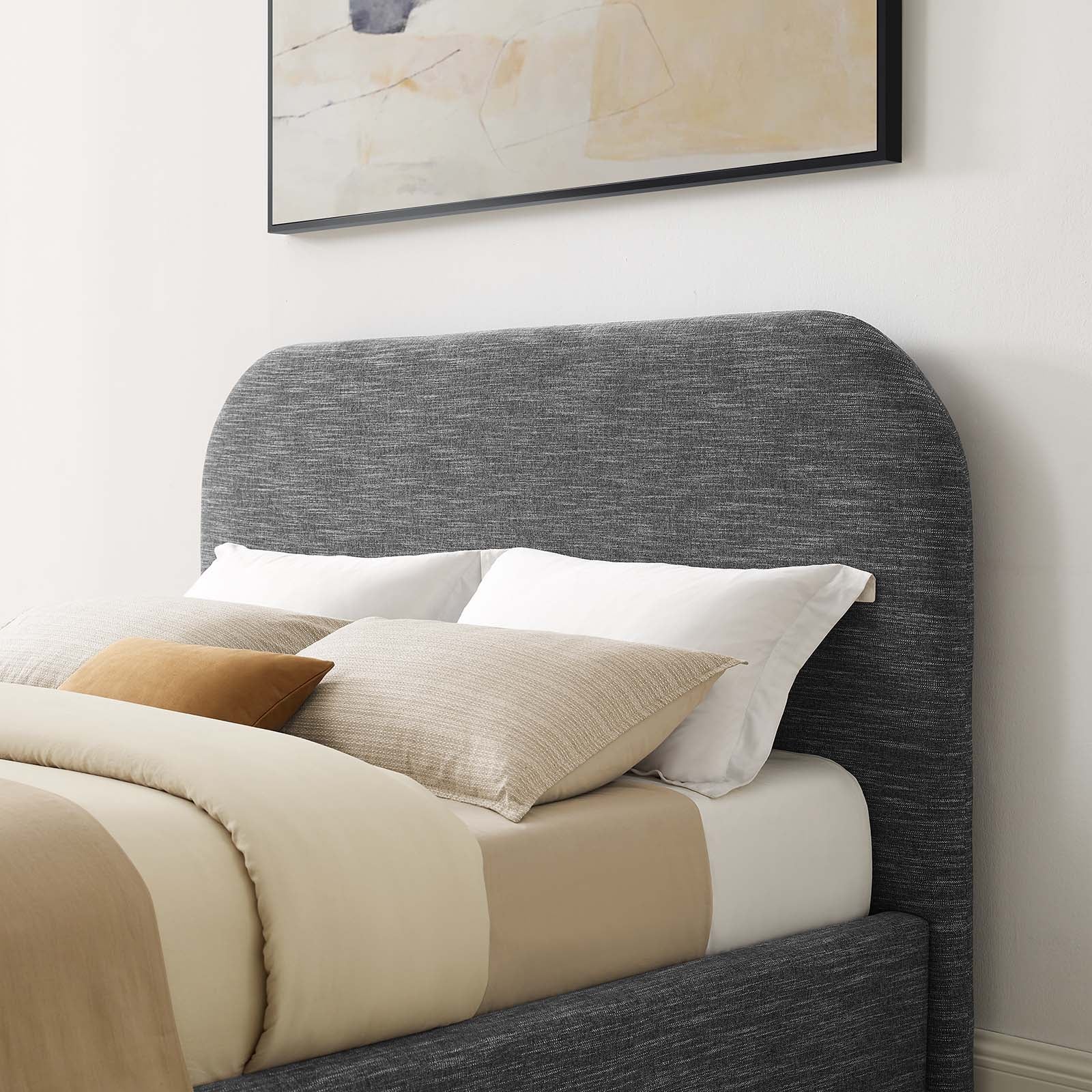 Keynote Upholstered Fabric Curved King Platform Bed by Modway