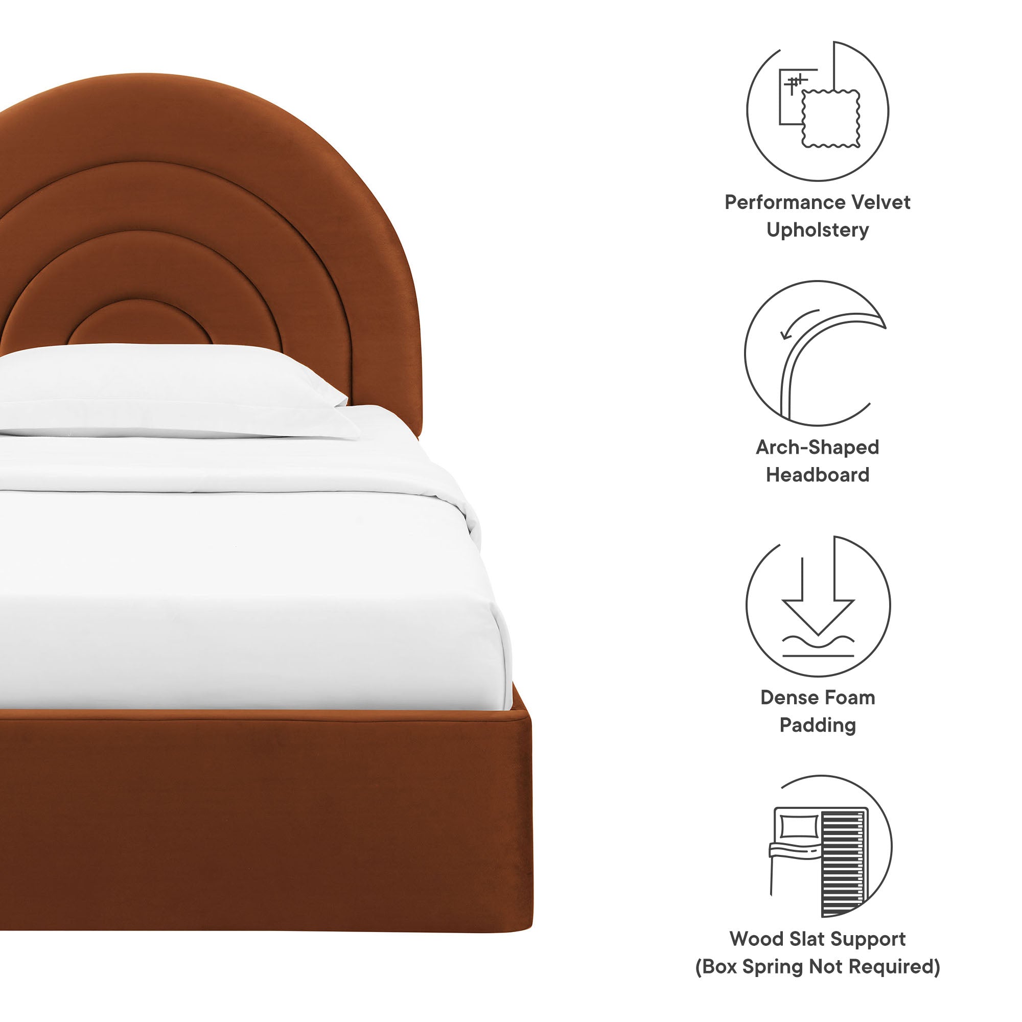 Solana Arched Performance Velvet Twin Platform Bed by Modway