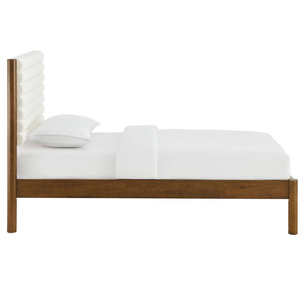 Olea Channel Tufted Boucle Solid Wood Twin Platform Bed by Modway