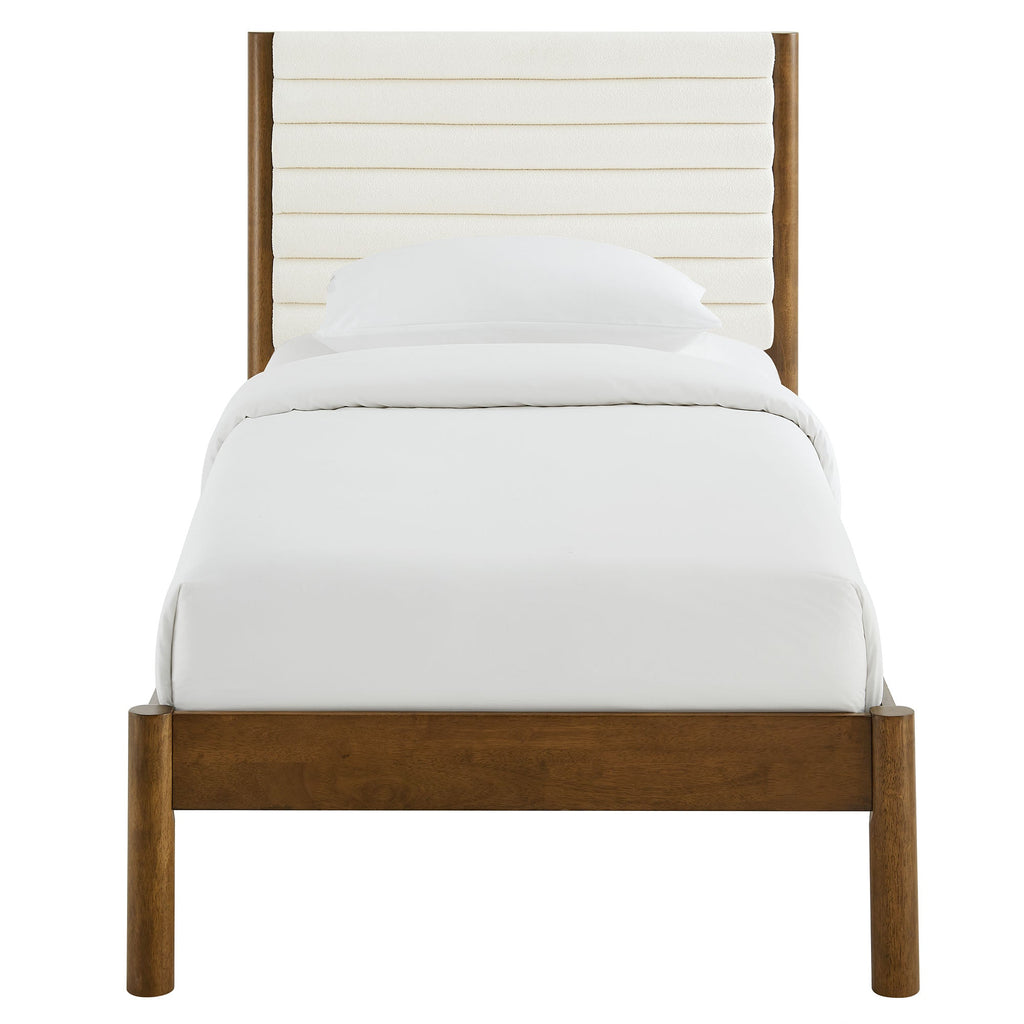 Olea Channel Tufted Boucle Solid Wood Twin Platform Bed by Modway