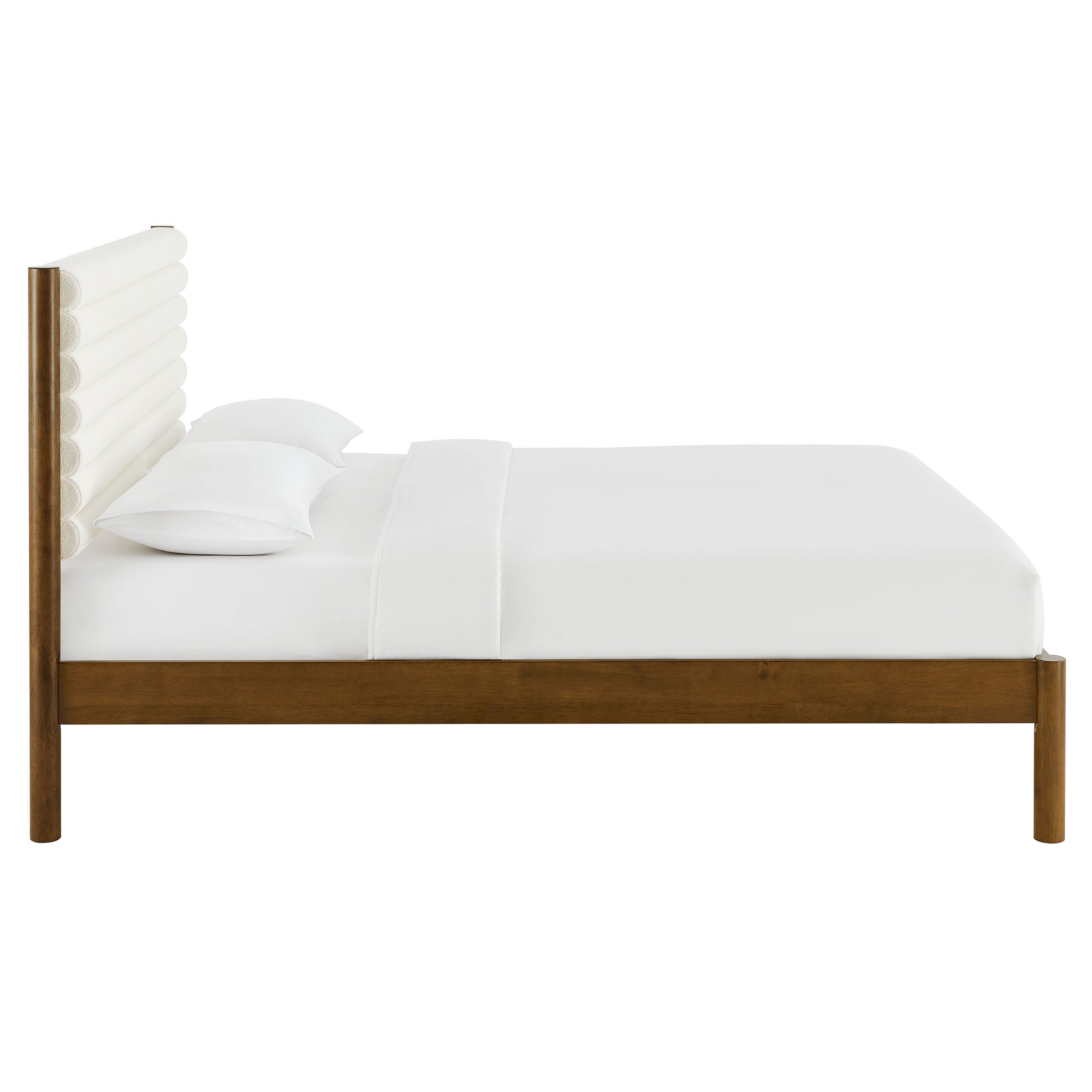 Olea Channel Tufted Boucle Solid Wood King Platform Bed by Modway