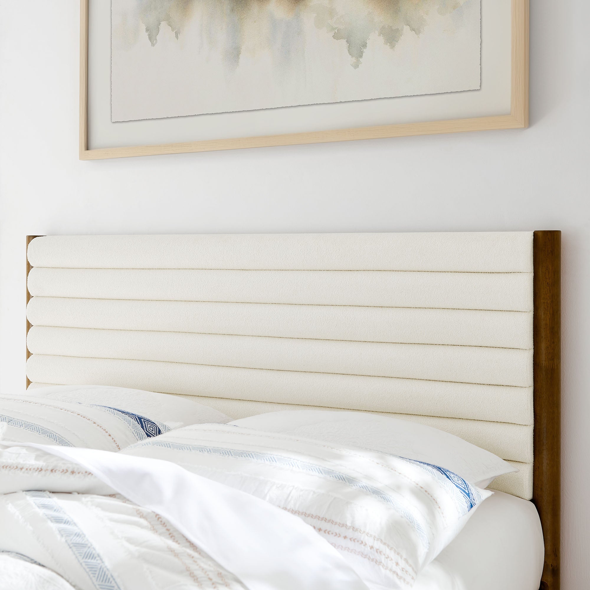 Olea Channel Tufted Boucle Solid Wood King Platform Bed by Modway