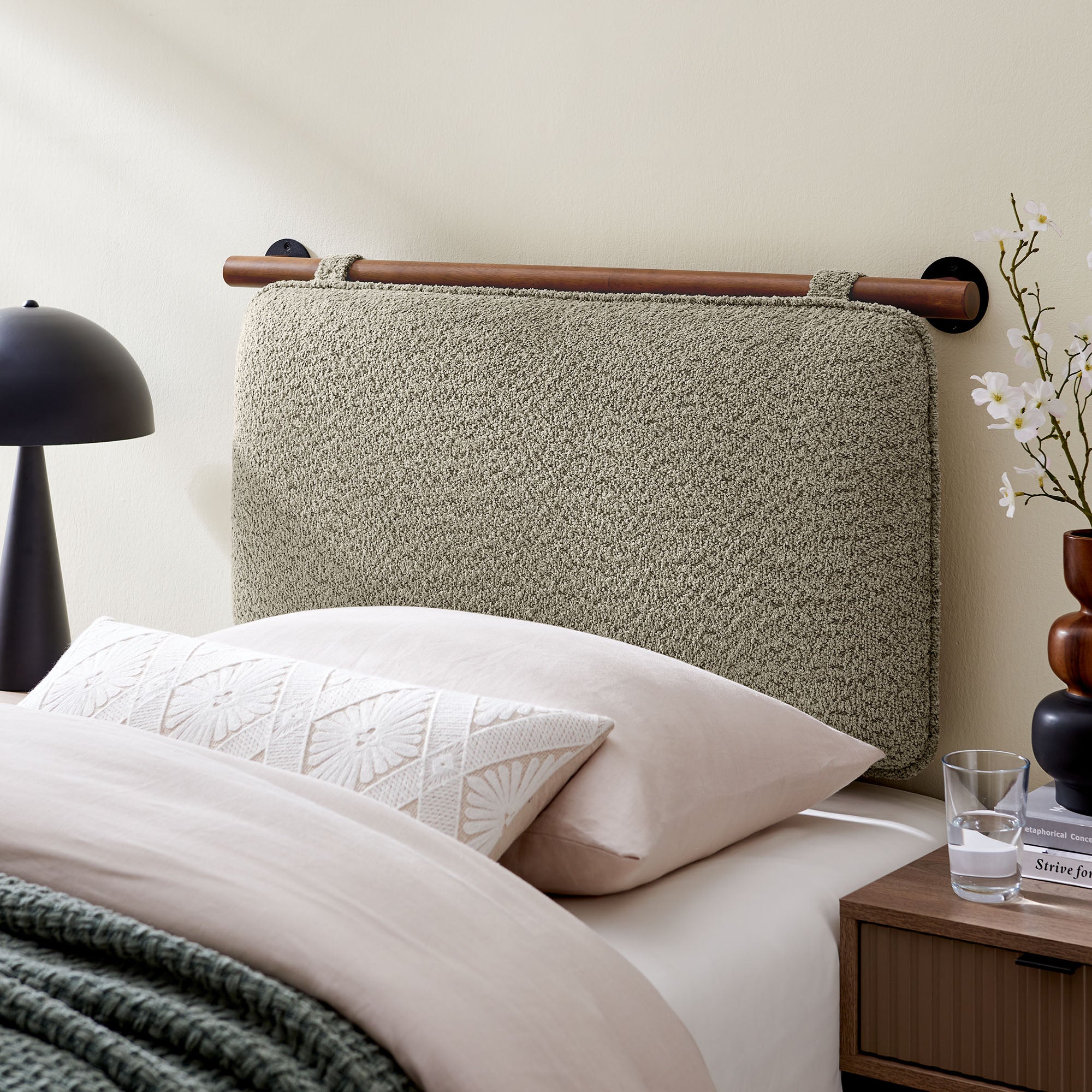 Anela Wall-Mounted Chenille Upholstered Twin Headboard by Modway