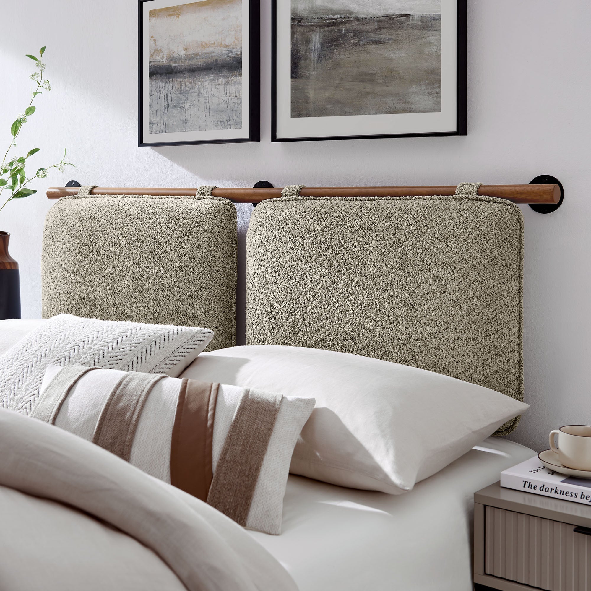 Anela Wall-Mounted Chenille Upholstered King Size Headboard by Modway