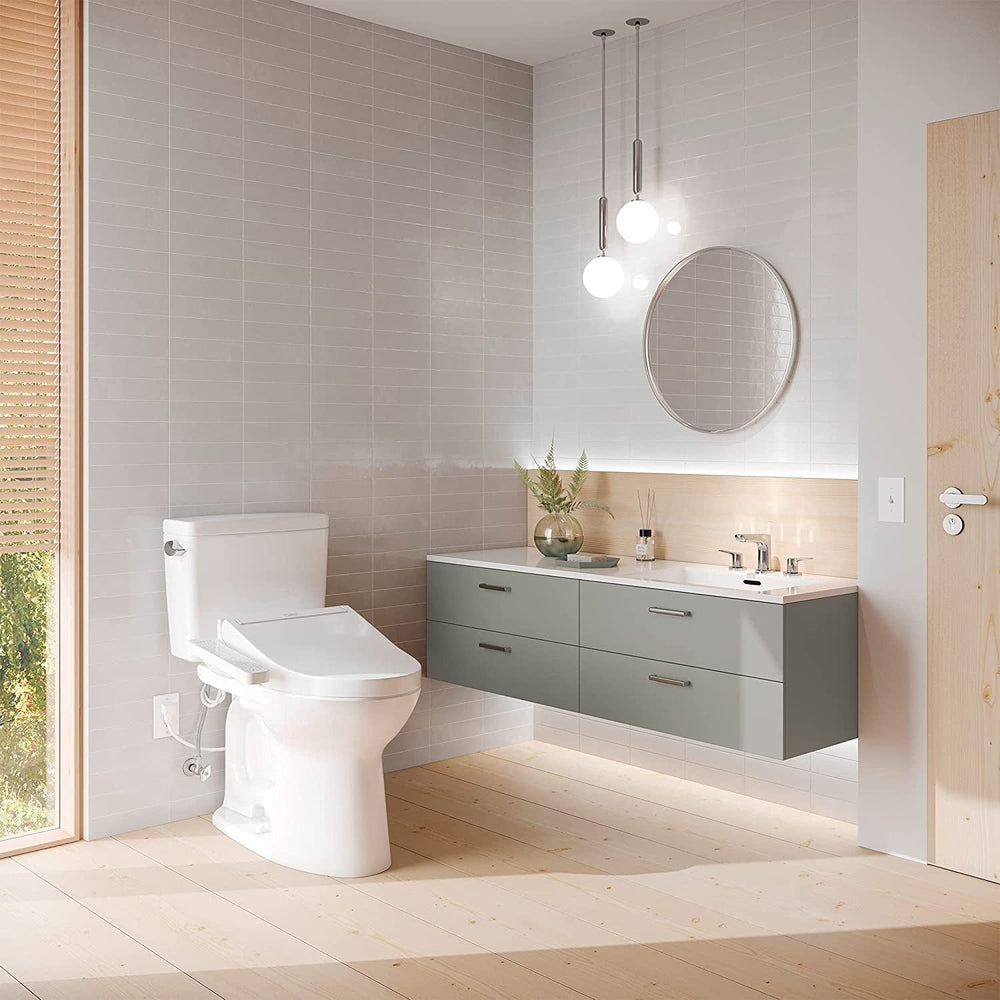 TOTO Drake Two-Piece Elongated 1.6 GPF Washlet+ Toilet with C2 Bidet Seat, Cotton White