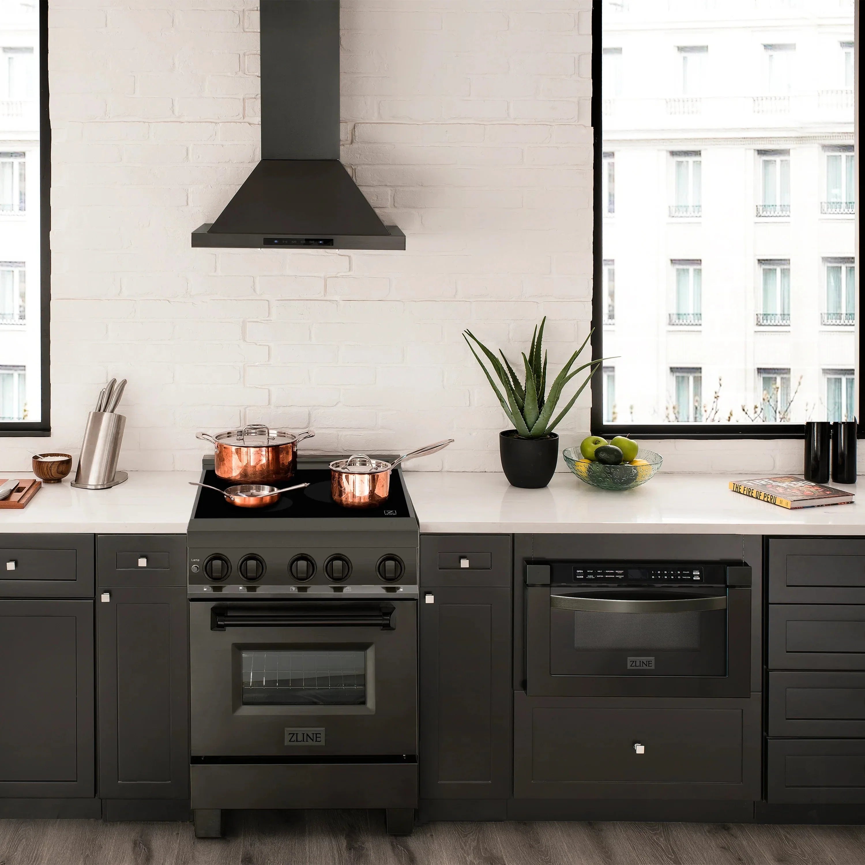 ZLINE 24" 2.8 cu. ft. Induction Range with a 3 Element Stove and Electric Oven in Black Stainless Steel RAIND-BS-24