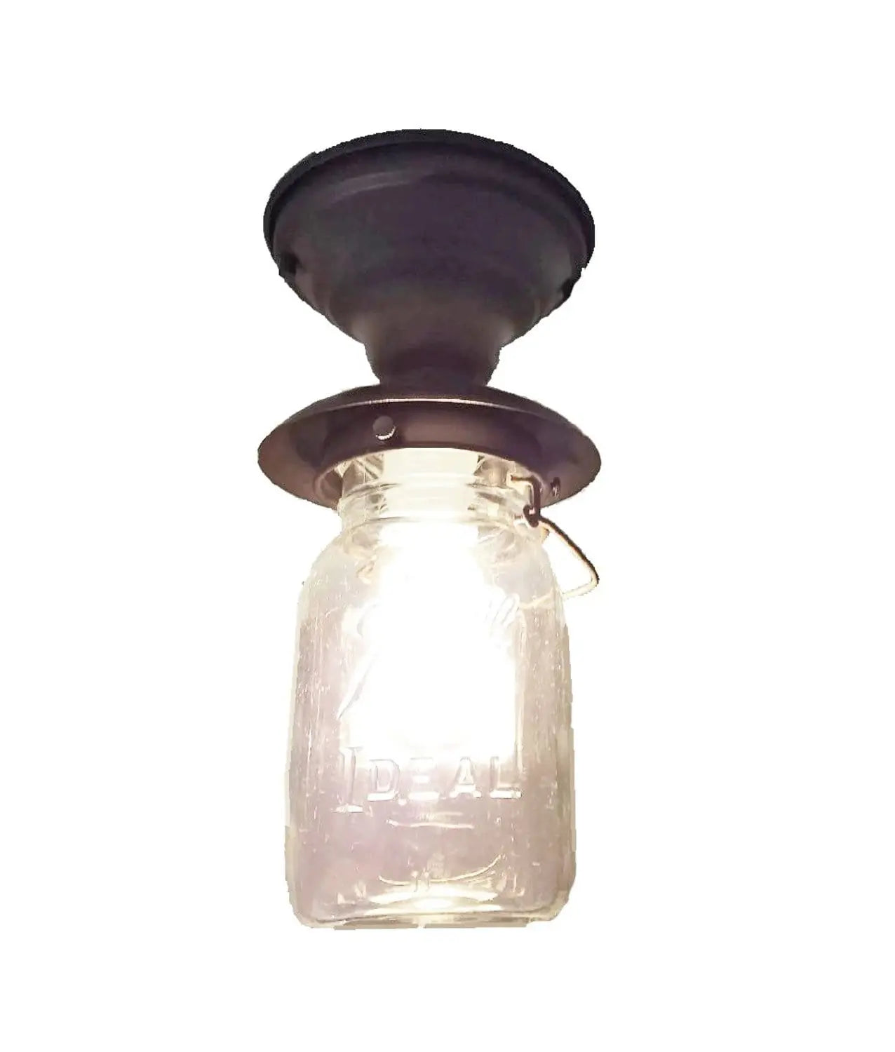 Mason Jar Outdoor Exterior Porch Ceiling Light with Vintage Jar