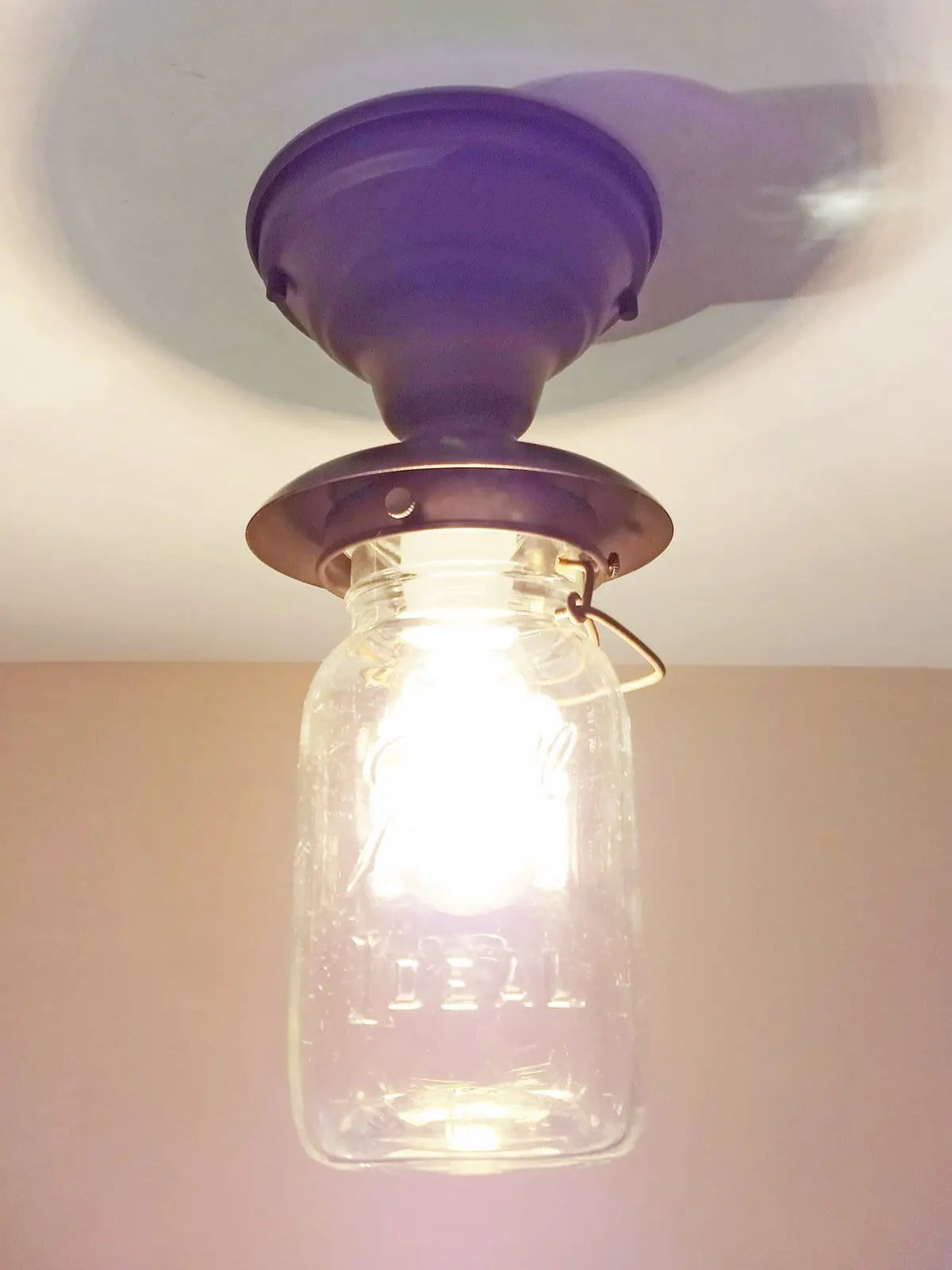 Mason Jar Outdoor Exterior Porch Ceiling Light with Vintage Jar