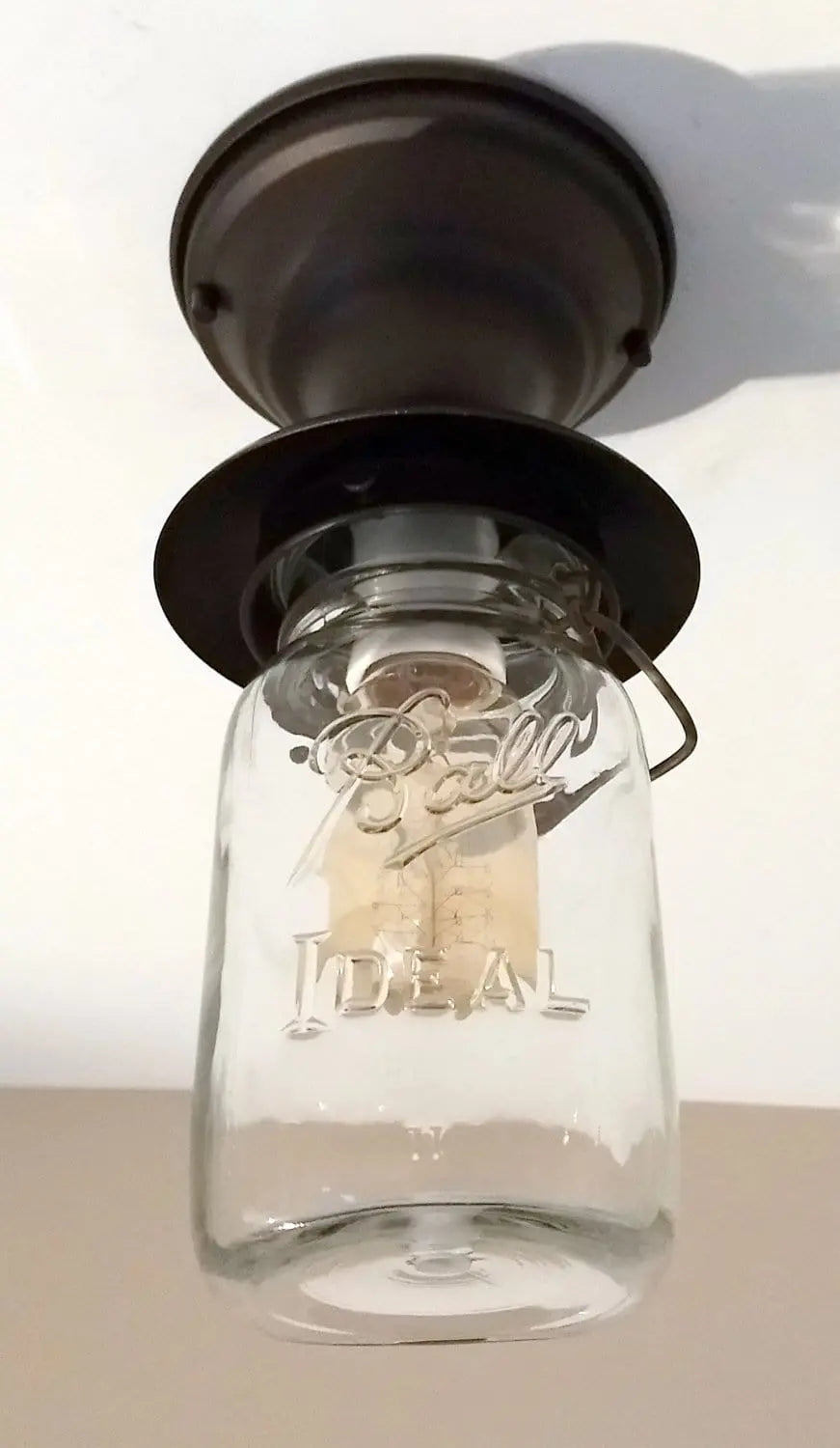 Mason Jar Outdoor Exterior Porch Ceiling Light with Vintage Jar