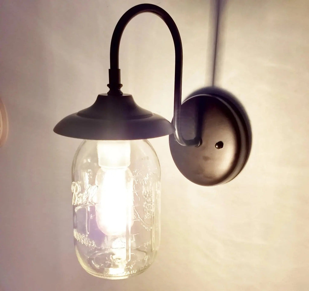 Mason Jar Outdoor Exterior Porch Wall SCONCE Light