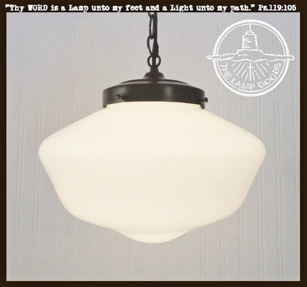 Schoolhouse Milk Glass Shade Replacement | 12" W/ 6" Fitter
