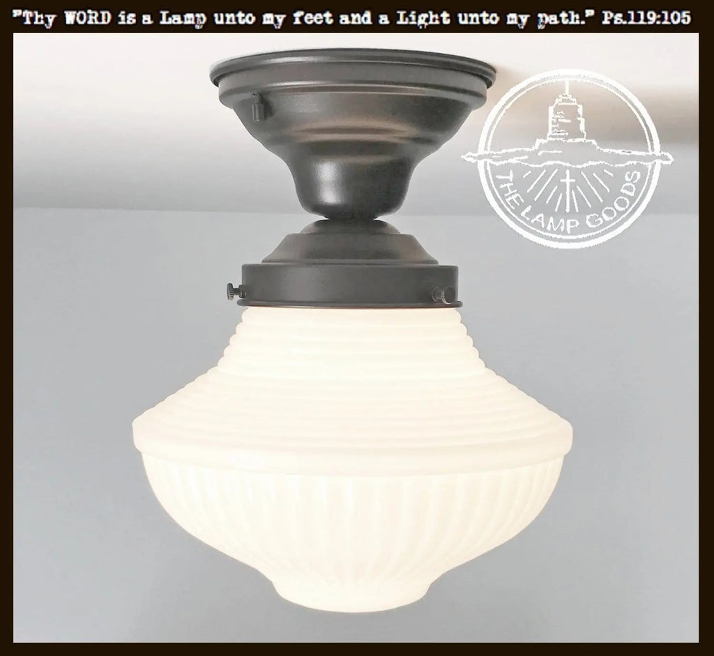 Traditional Milk Glass Semi-Flush Ceiling Light | 8.25"