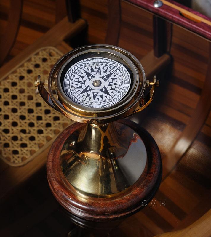 Gimbaled Compass on wood base