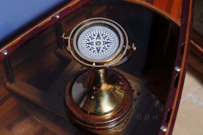 Gimbaled Compass on wood base