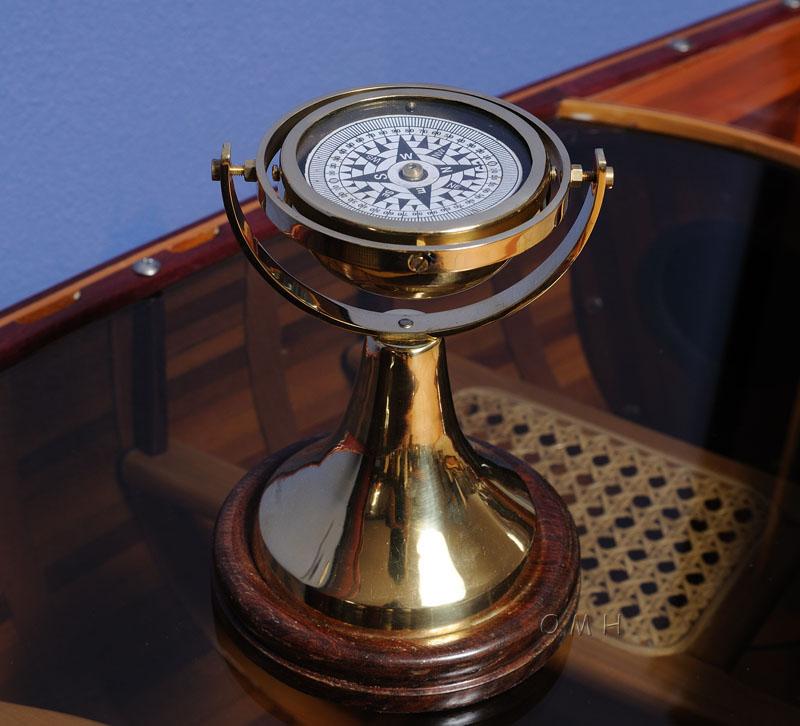 Gimbaled Compass on wood base
