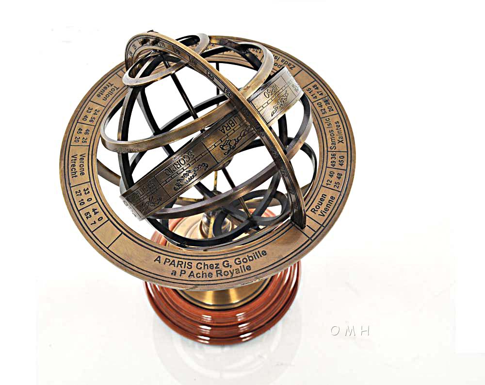 Armillary Sphere on wood base