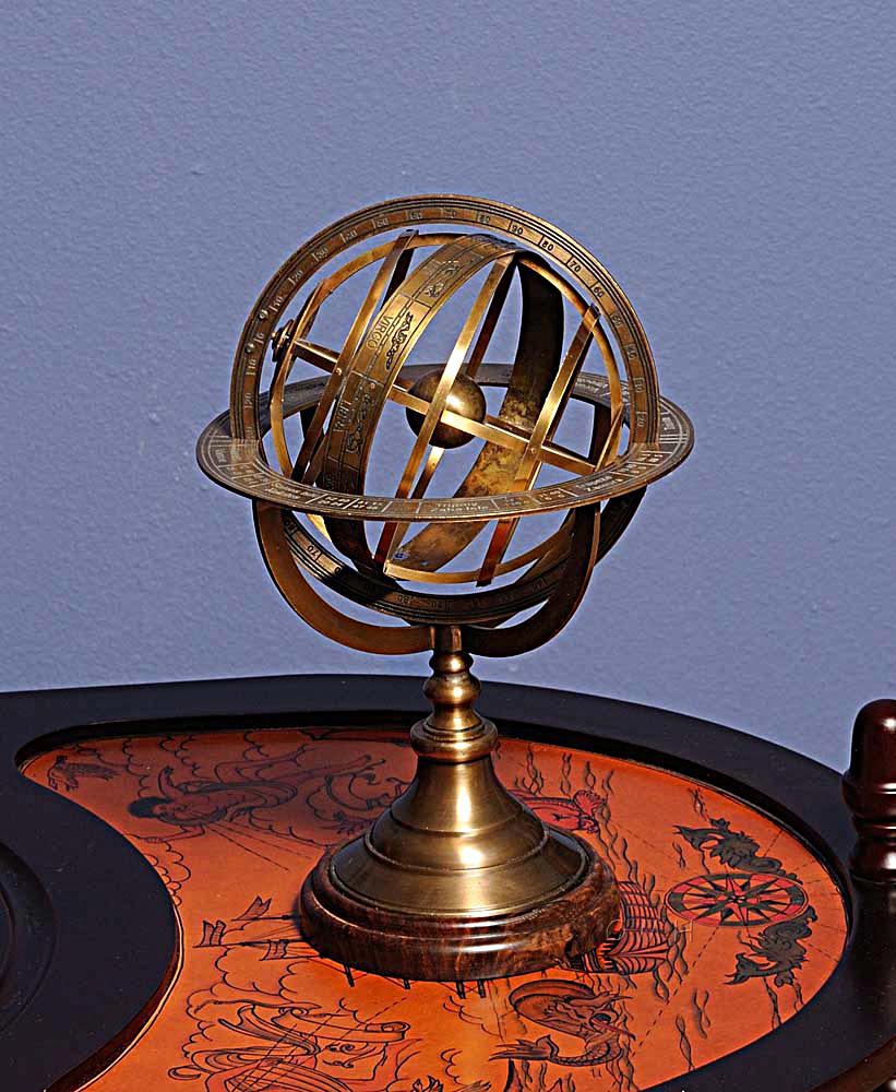 Armillary Sphere on wood base