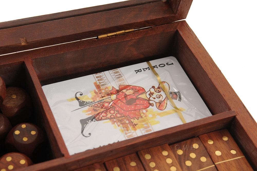 Wooden Game Set with Brass Goblet