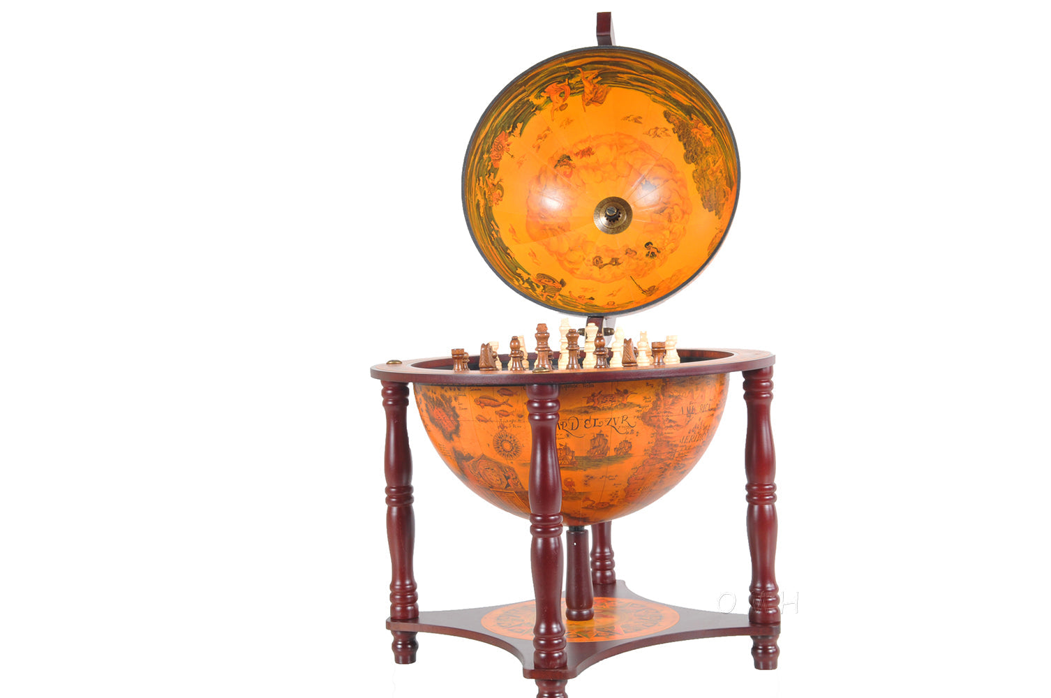 Red Globe 13 inches with chess holder