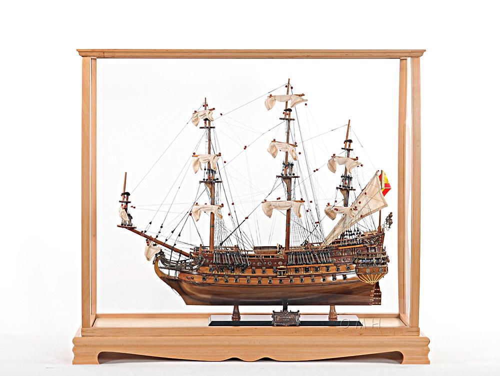 Display Case for Midsize Tall Ship Clear Finish