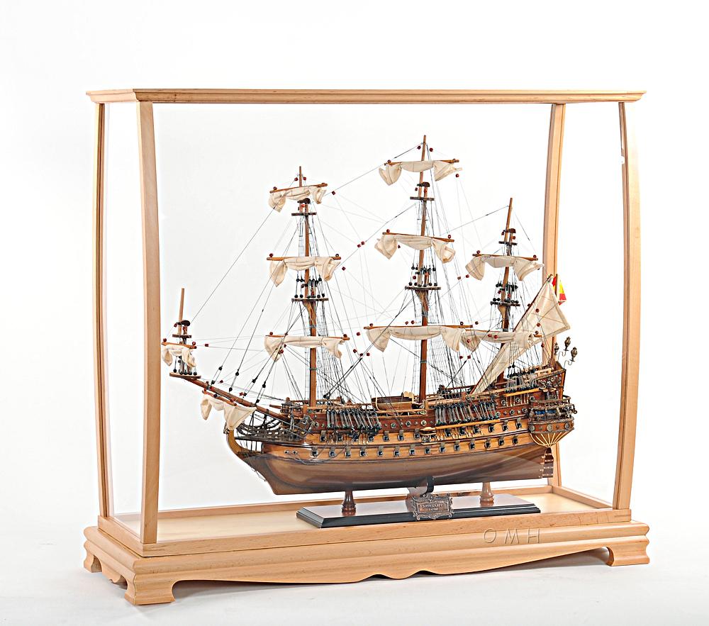 Display Case for Midsize Tall Ship Clear Finish