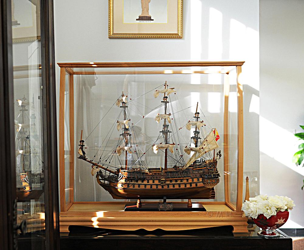 Display Case for Midsize Tall Ship Clear Finish