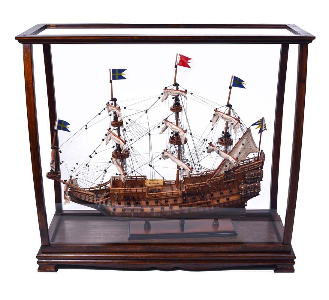 Display Case for Midsize Tall Ship Classic Brown