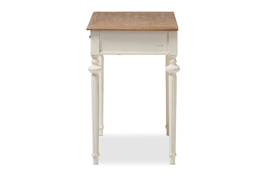 Baxton Studio Marquetterie French Provincial Weathered Oak and Whitewash Writing Desk