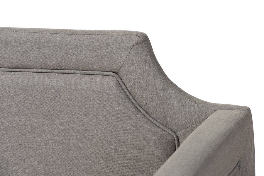 Baxton Studio Parkson Modern and Contemporary Grey Fabric Curved Notched Corners Sofa Twin Daybed with Roll-Out Trundle Guest Bed