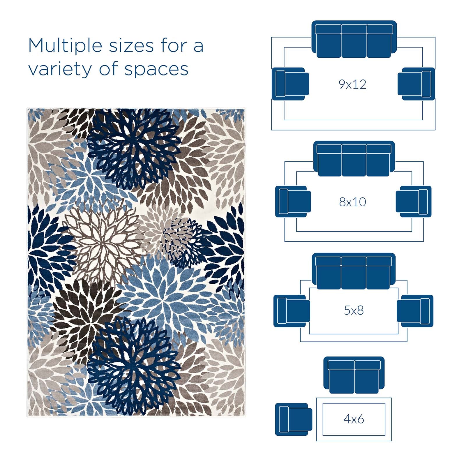 Calithea Vintage Classic Abstract Floral 4x6 Area Rug by Modway
