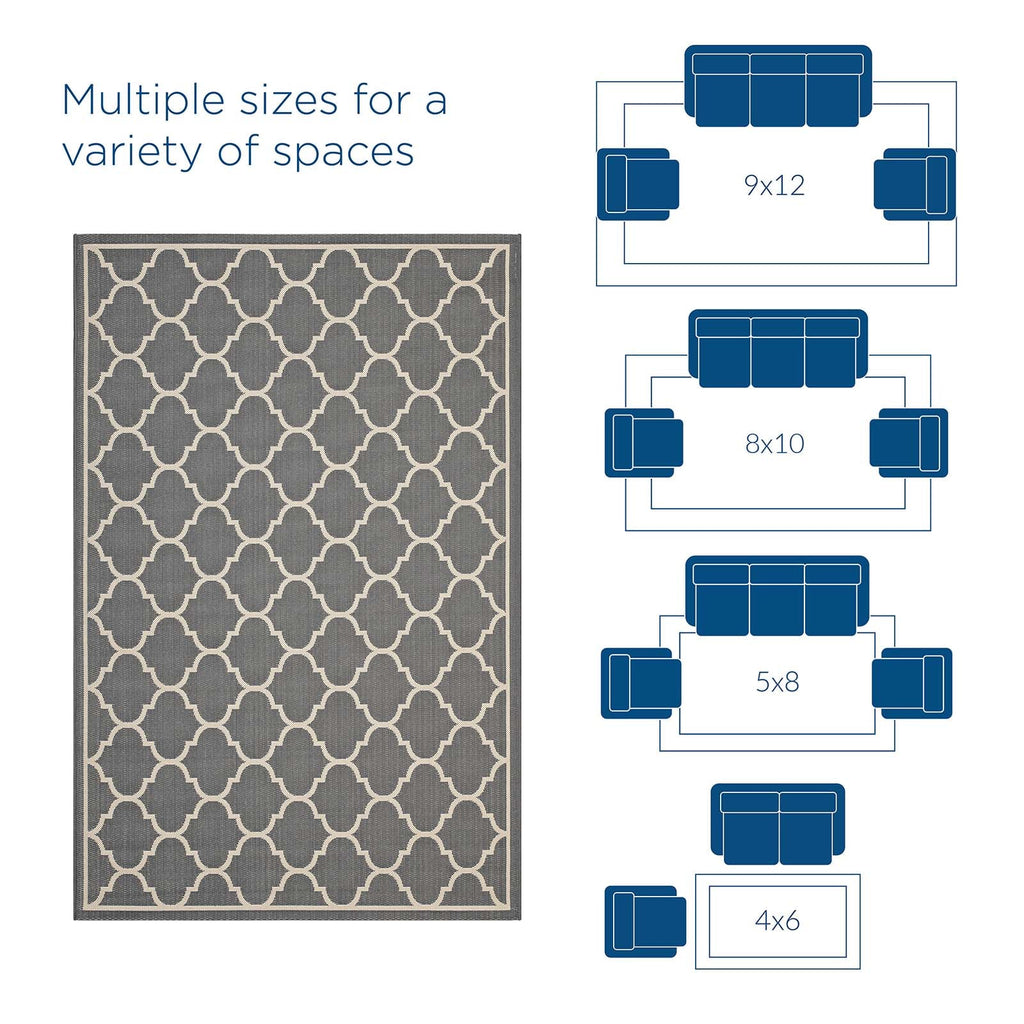 Avena Moroccan Quatrefoil Trellis Indoor and Outdoor 9x12 Area Rug by Modway