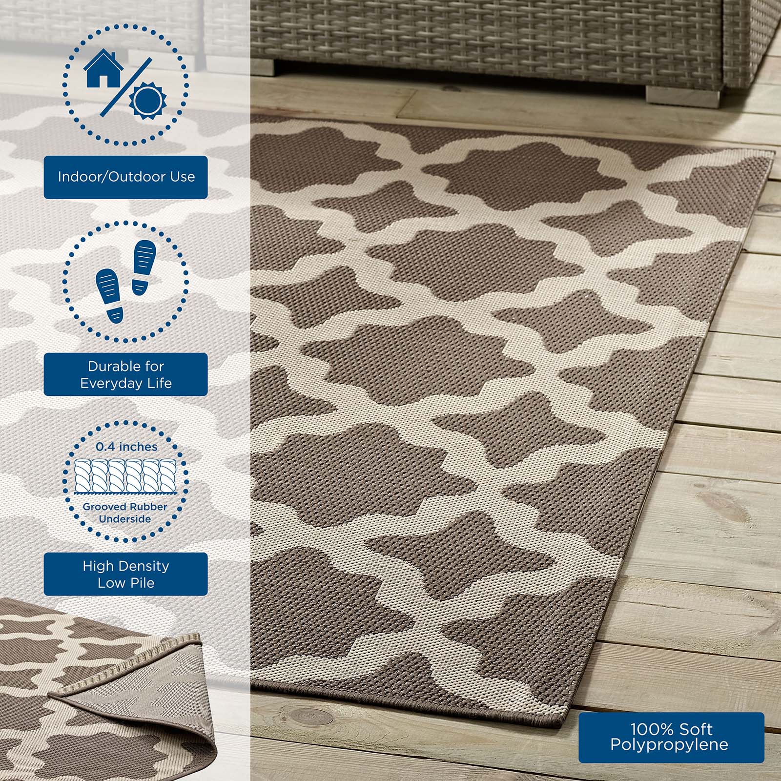 Cerelia Moroccan Trellis Indoor and Outdoor 9x12 Area Rug by Modway