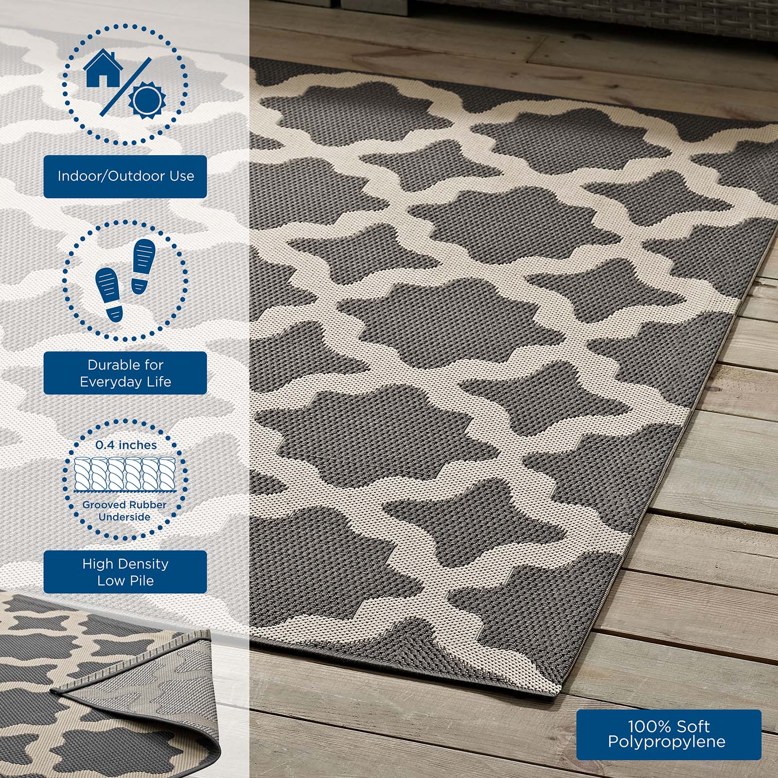Cerelia Moroccan Trellis Indoor and Outdoor 4x6 Area Rug by Modway