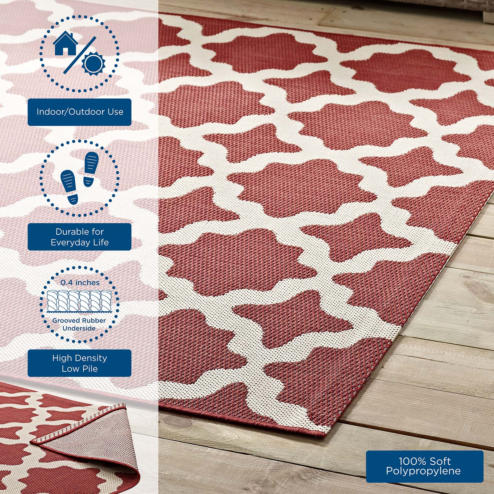Cerelia Moroccan Trellis Indoor and Outdoor 9x12 Area Rug by Modway