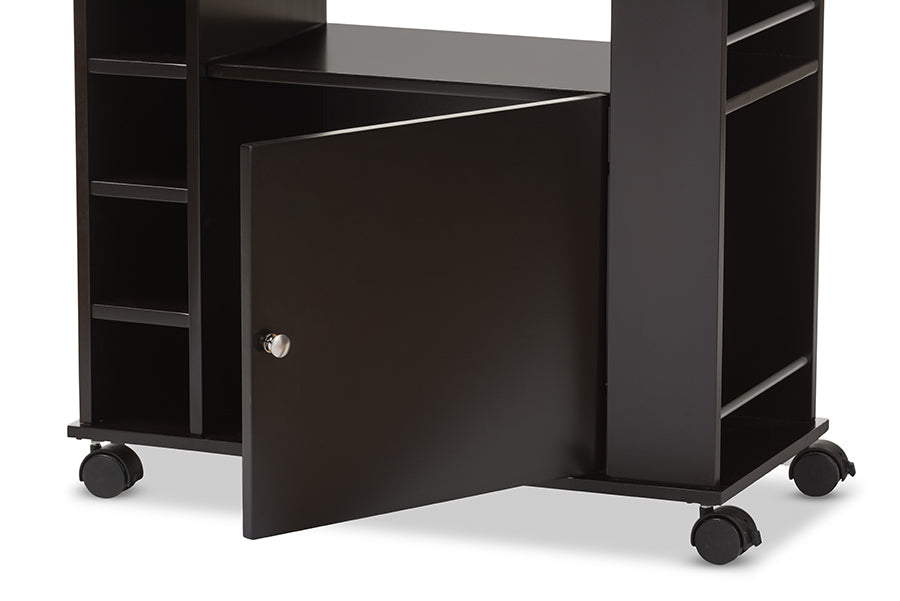 Baxton Studio Ontario Modern and Contemporary Dark Brown Wood Modern Dry Bar and Wine Cabinet
