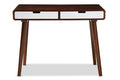 Baxton Studio Casarano Mid-century Modern Dark Walnut and White Two-tone Finish 2-drawer Wood Home Office Writing Desk