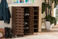 Baxton Studio Shirley Modern and Contemporary "Walnut" Medium Brown Wood 2-Door Shoe Cabinet with Open Shelves