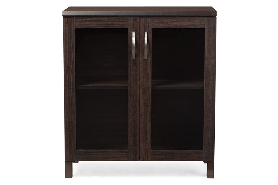 Baxton Studio Sintra Modern and Contemporary Dark Brown Sideboard Storage Cabinet with Glass Doors